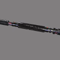 Black Long Handle Weapon With Red Accents Blue Segmented Details And Sharp Tip 3d model