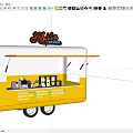 Yellow And White Food Truck With Awning And Mama's Sign For Serving Food