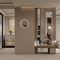 Modern Living And Dining Room Interior With Sofa Coffee Table Dining Set And Wall Mirror 3d model