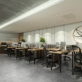 Modern Public Office Space With Wooden Desks Black Chairs Laptops And Green Plants