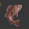 Leaping Brown Wooden Carved Fish With Detailed Scales And Glossy Reflection