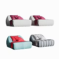 Single Sofa Designs in Various Colors with Decorative Pillows and Throw Blankets 3d model