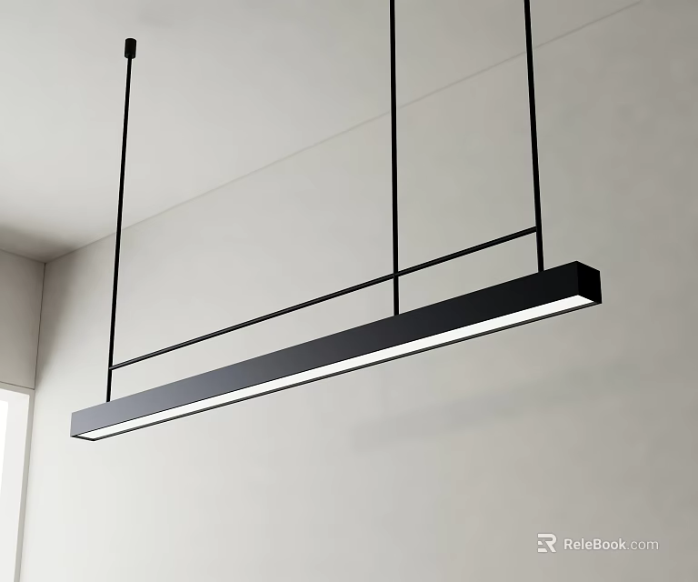 Modern Black Linear Pendant Light Design for Interior Home Ceiling Space 3d model 