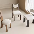 Modern Dining Chairs Featuring Wooden Frames Upholstered White Seats and Different Back Designs 3d model