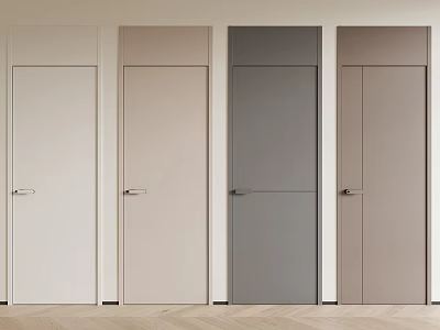 Modern Hinged Doors In White Beige Gray Brown Tones With Minimalist Design For Home Interior 3d model