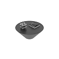 Contemporary Decorative Ornament Set Featuring Silver Metal Sculptural Piece and Black Marble Decorative Stone on Black Circular Tray