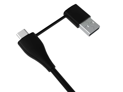 Black USB To Type C Connector Data Cable 3d model