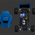 Blue And Black RC Racing Car Model With Large Wheels Rear Spoiler And Engine