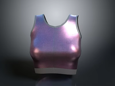 Shiny Metallic Sleeveless Crop Top With Fitted Design For Daily Use 3d model