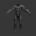 Futuristic Armored Character With Muscular Mechanical Armor And Full Body Design