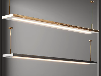 Modern Linear Pendant Lights With Gold Frame And White Illuminated Design 3d model