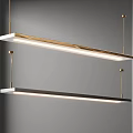 Modern Linear Pendant Lights With Gold Frame And White Illuminated Design 3d model