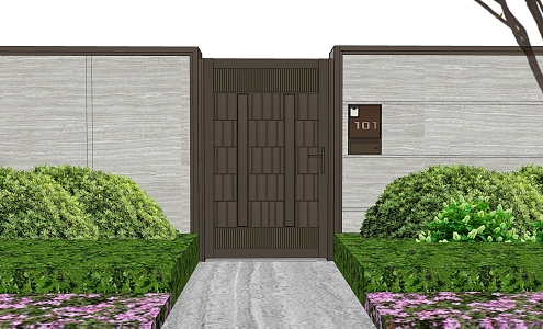 Modern Gate Villa Gate Small Courtyard Gate Wall 3d model