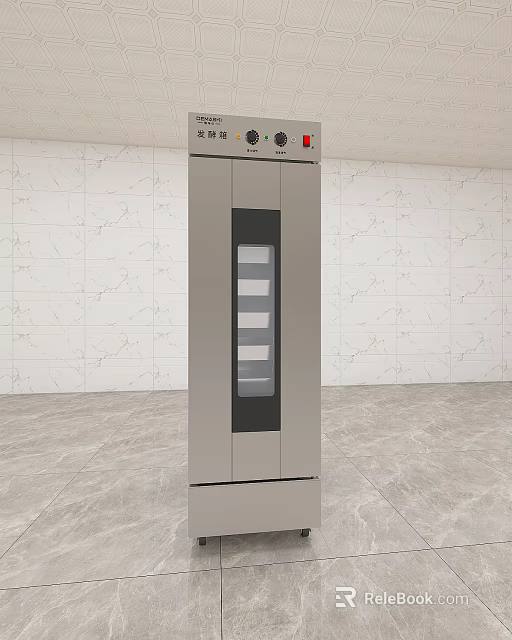 Stainless Steel Vertical Kitchen Appliance With Glass Door And Control Panel 3d model 