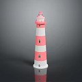 Pink And White Lighthouse Shaped Decorative Furniture Accent With Window Design