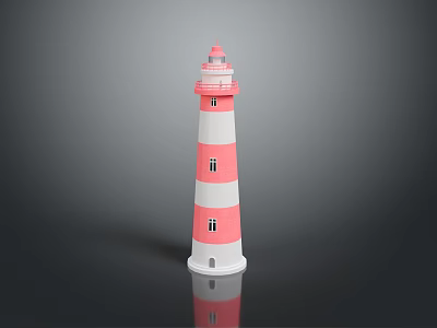 Pink And White Lighthouse Shaped Decorative Furniture Accent With Window Design 3d model
