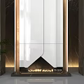 Elegant Modern Fireplace Interior Design With White Panel Gold Frame And Marble Wall Flames 3d model