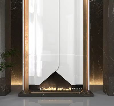 Modern fireplace atomized real fire decoration fireplace background wall 3d model