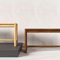 Modern Wooden Desks In Light And Dark Tones With Simple Design On Gray Platform