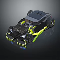 Futuristic Black And Yellow Concept Car With Large Tires And Sporty Design