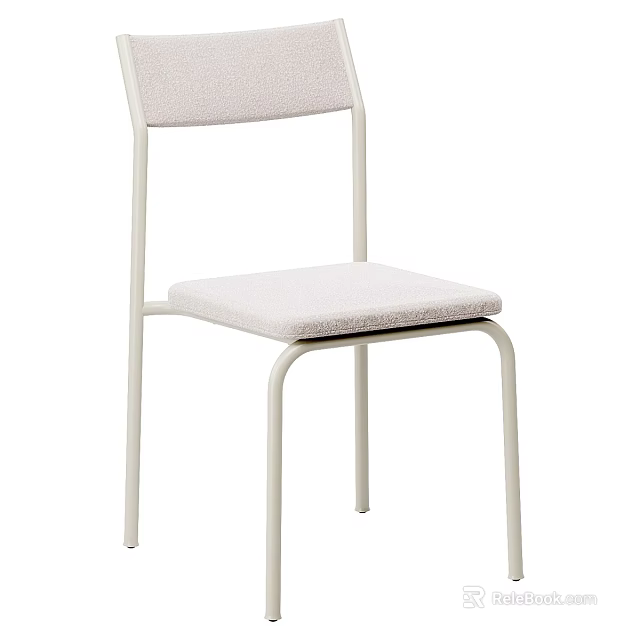 Modern Single Chair With White Metal Frame And Upholstered Seat Backrest 3d model 