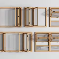 Wooden Window Frame Designs With Glass Panels And Different Opening Styles 3d model