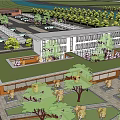 Modern Office Building Exterior Design With Glass Facade Landscaped Gardens And Spacious Entrance