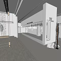 AMAXH Modern Clothing Store Interior With White Design Glass Door And Clothes On Hangers