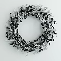 Decorative Circular Wall Decor With Brown Twigs And White Fuzzy Buds