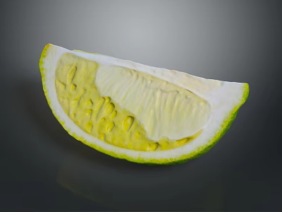 Fresh Green Lime Slice With Juicy Pulp And Visible Seeds On Dark Background 3d model