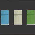 Three Colorful Vintage Refrigerators in Blue White Green Designs for Kitchen