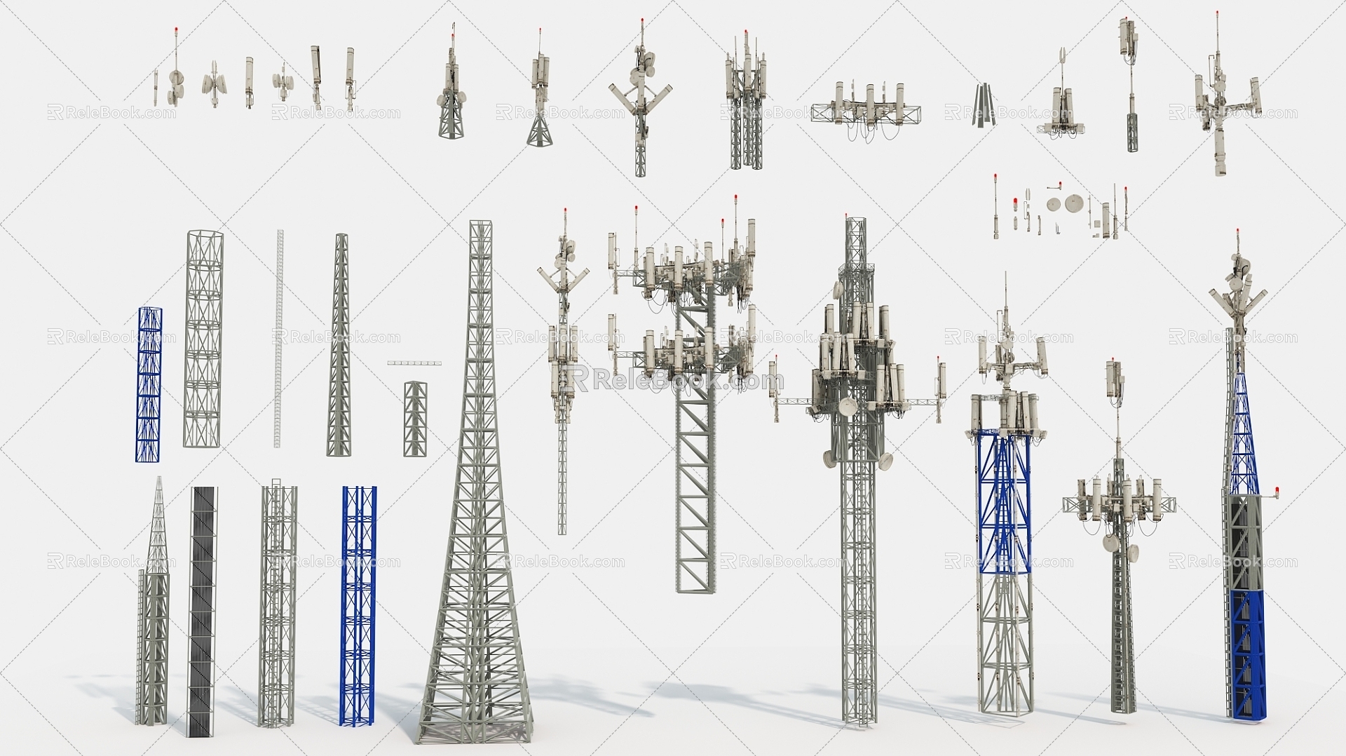 Antenna Retro Industrial Equipment Communication Facilities Satellite Steel Structure Tower 3d model