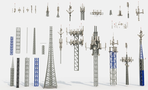 Antenna Retro Industrial Equipment Communication Facilities Satellite Steel Structure Tower 3d model