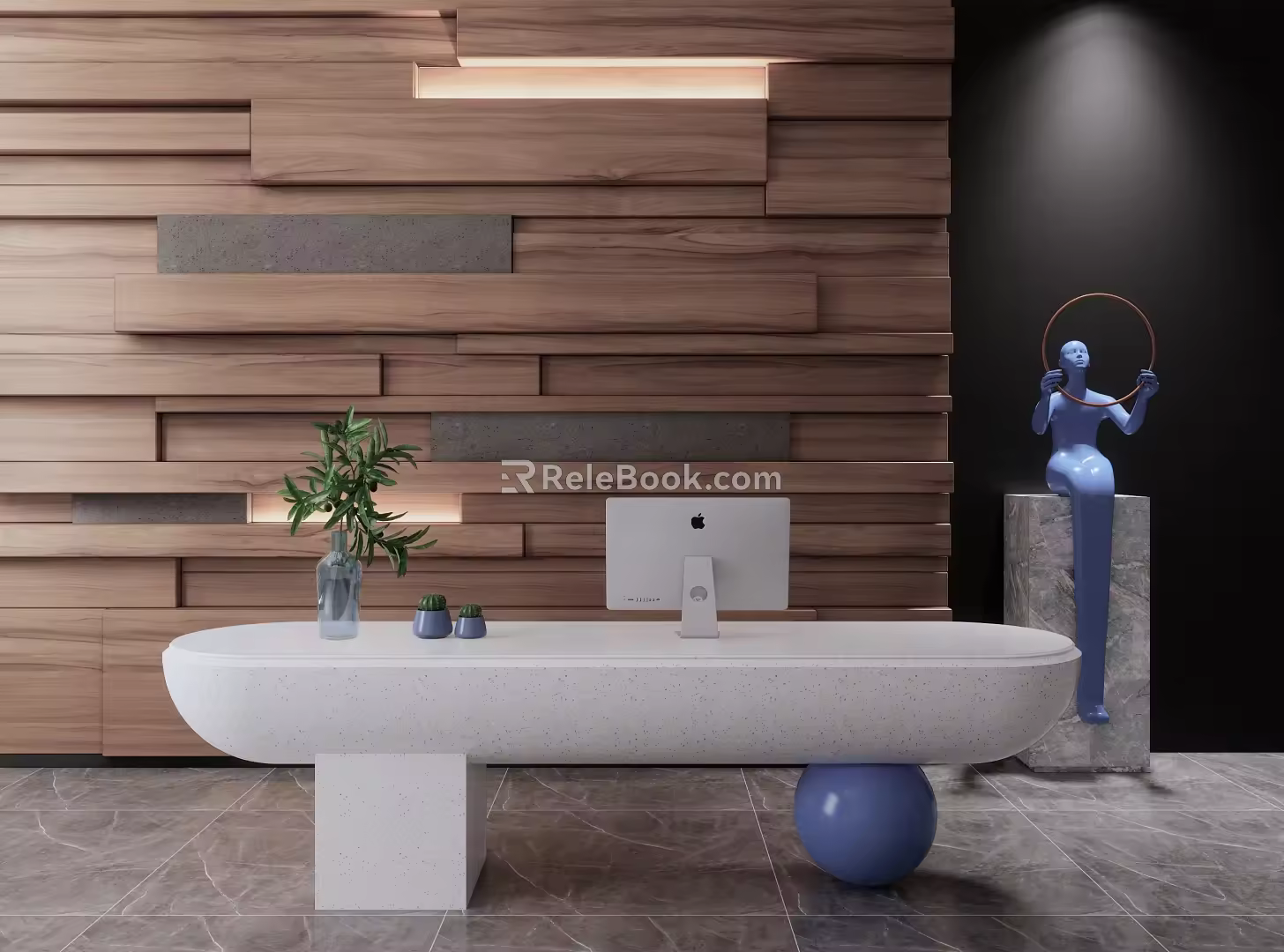 Modern reception desk reception desk front desk combination 3d model