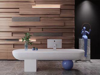 Modern reception desk reception desk front desk combination 3d model