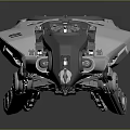 Futuristic Spacecraft Model 01 With Gray And White Mechanical Structure And Circular Cockpit