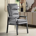 Modern Leather Office Chair With Padded High Back And Black Metal Armrests