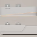 Modern White Reception Desk Design With Two Monitors And LED Light 3d model