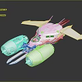 Futuristic Sci Fi Weapon 3D Model With Streamlined Wings Large Thrusters And White Exterior 3d model
