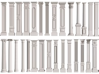 Various Styles Of Classical Roman Columns With Decorative Details And Designs 3d model