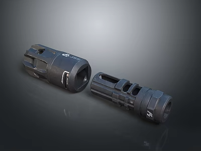 Weapon Muzzle Devices In Metallic Black With Porous Structure And Durable Build 3d model