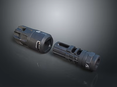 Weapon Muzzle Devices In Metallic Black With Porous Structure And Durable Build 3d model