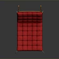 Red Foldable Sofa Bed With Tufted Upholstery And Metal Legs Design