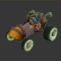 Handcrafted Vintage Car With Wooden Barrel Body Gear Decorations And Large Wheels