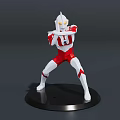 Ultraman Action Figure In White And Red Suit With Battle Stance On Black Display Base
