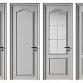 Modern White Swing Doors With Various Designs Including Glass And Solid Panels 3d model