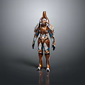 Futuristic Armored Character and Mythical Creature With Gold Blue Armor Spiked Helmet