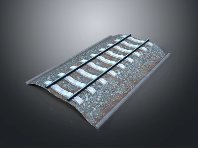 Detailed Railway Track Structure With Steel Rails Wooden Sleepers And Gravel Ballast 3d model