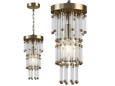 Elegant Modern Chandelier Design With Glass Beads Metal Frame And Warm Light 3d model