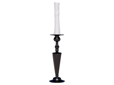 Elegant Black Metal Candle Lamp With Decorative Stand And White Wax Candle 3d model